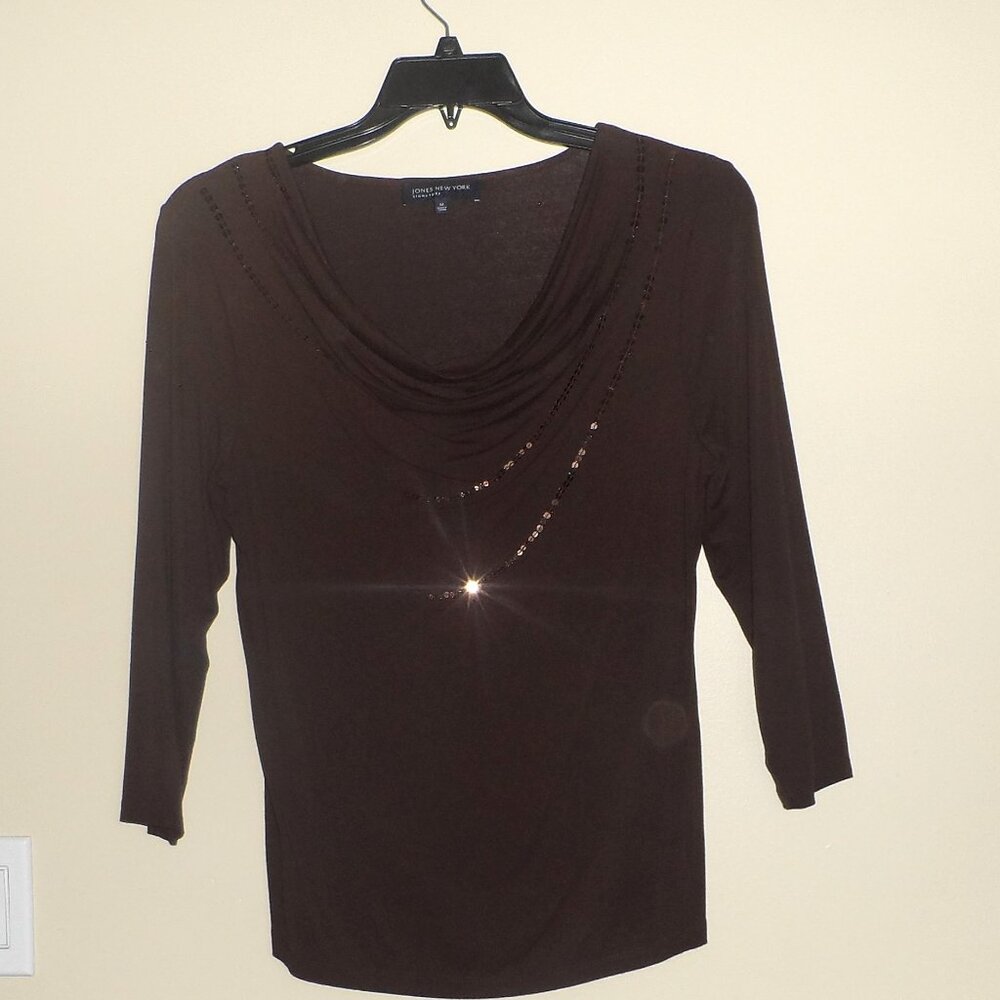 Jones New York - brown top with gentle sparkle